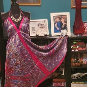 Handkerchief halter sundress with ribbon ties